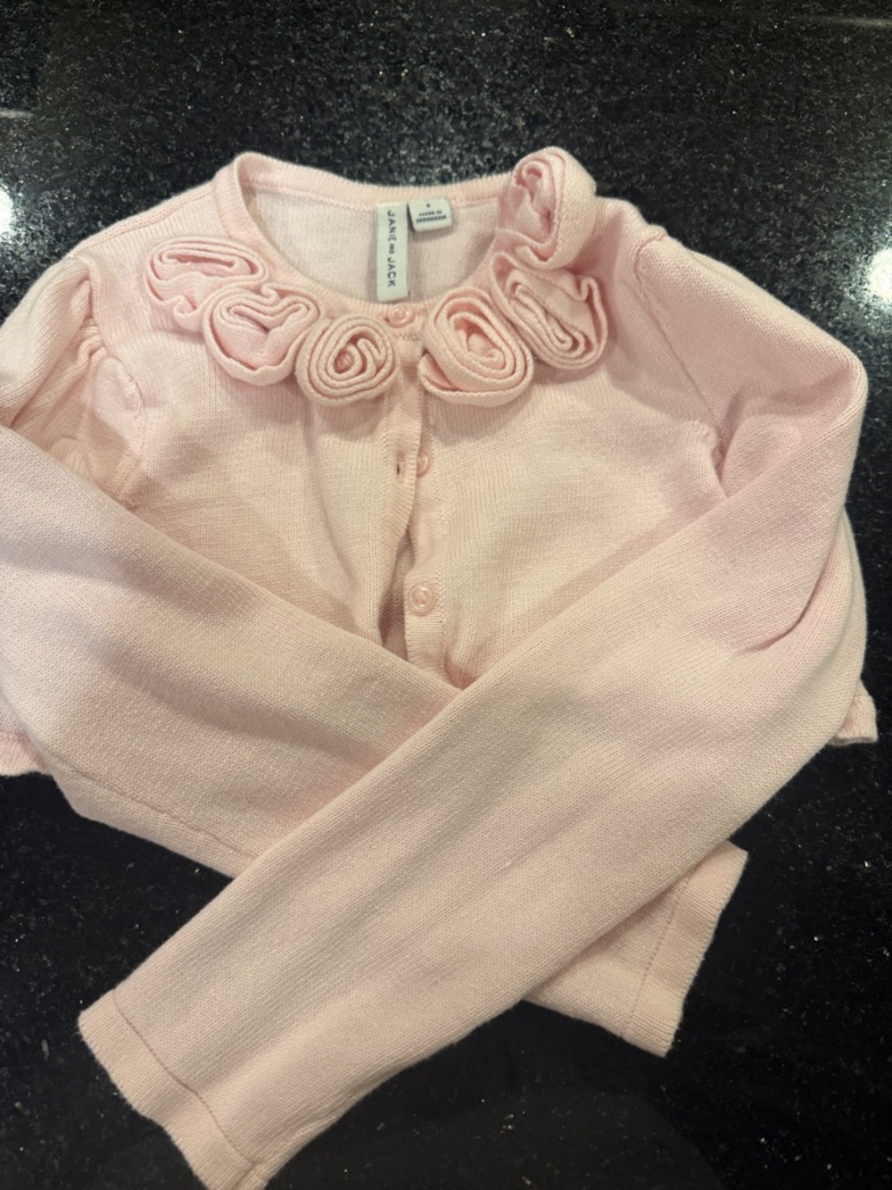 Janie and Jack Light Pink Rosette Trim Cardigan